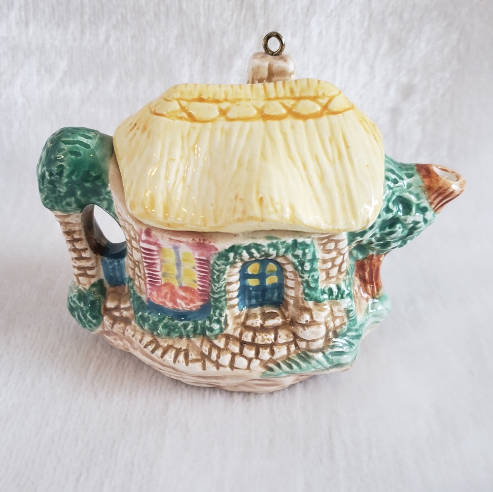 VTG 90s HALLMARK ORNAMENT Ceramic TEAPOT Vintage English Garden Special Edition